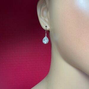 IBB Sterling Silver teardrop shaped dangle earrings. 1 inch long